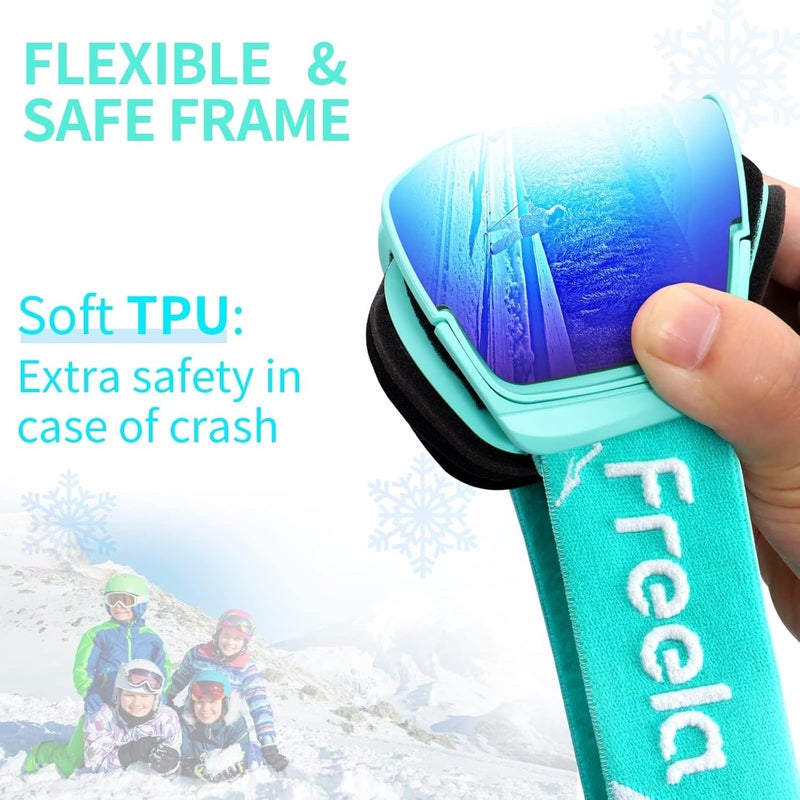 Freela Kids Ski Snowboard Goggles for Toddler(3-14) Youth Anti Fog Anti UV Goggles Girls Boys Snow Skiing Equipment - Image 3